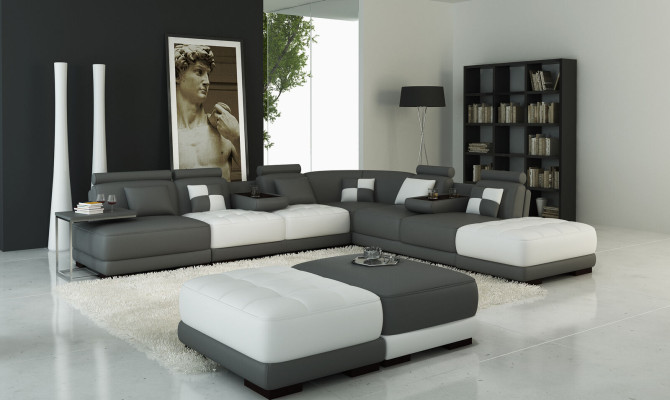 Big Sofa Leather Sofa Couch Living landscape L-shape Upholstery Suite Corner sofa