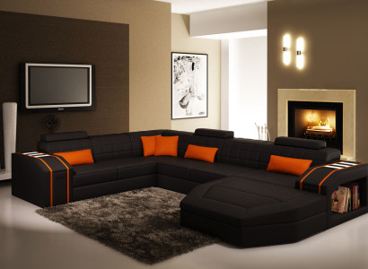 Living landscape Living room Corner sofa Leather Sofa Couch Upholstery Suite