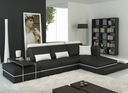 Modern Living room Corner sofa Couch Upholstery Corner Leather Sofa Suite L-shape
