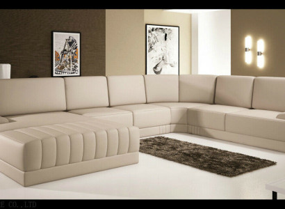 Designer Upholstery Leather Sofa Couch U-shape Modern Living landscape U-shape
