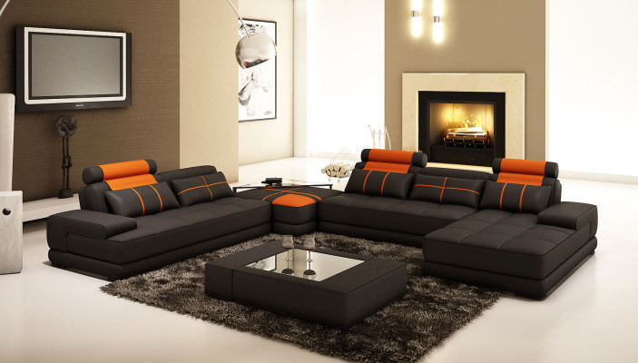 Designer Upholstery Leather Sofa Couch U-shape Modern Sofa Living landscape