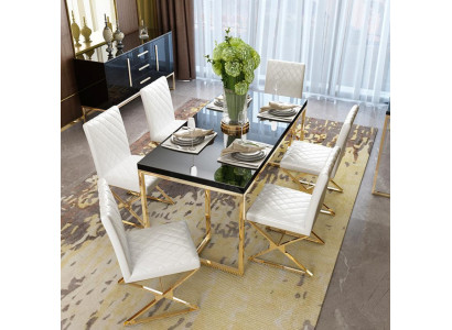 Luxury Dining table Dining room Furniture Furnishings Table Metal Gold Dining tables