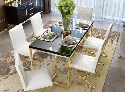 Luxury Dining table Dining room Furniture Furnishings Table Metal Gold Dining tables