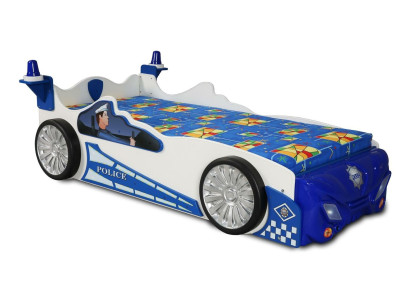 Childrens bed Beds Children Room Police Car Led Children's Furniture + Mattress Immediately