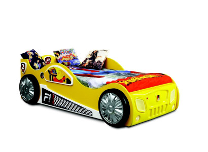 Racing Car Car Bed Mattress Car Bed Childrens room Beds Furniture yellow Childrens bed