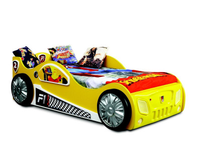 Racing Car Car Bed Mattress Car Bed Childrens room Beds Furniture yellow Childrens bed