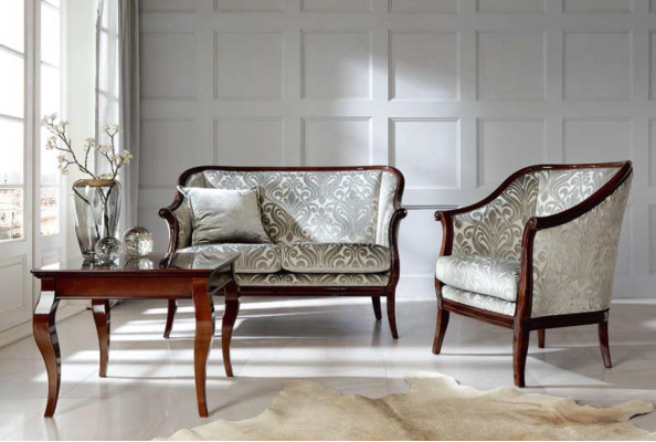Two-seater Luxury Sofa 2 Seater Fabric Gray Living room Classic Polyester Brown