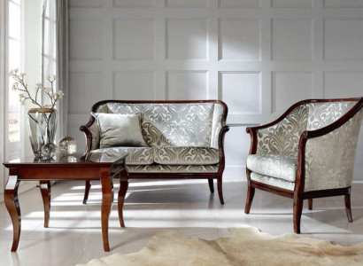 Two-seater Luxury Sofa 2 Seater Fabric Gray Living room Classic Polyester Brown