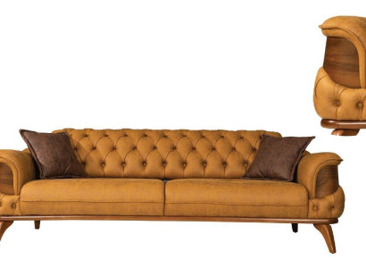 Three Seater Sofa Leather Couches Sofas Luxury Couch Chesterfield Western USA Yellow