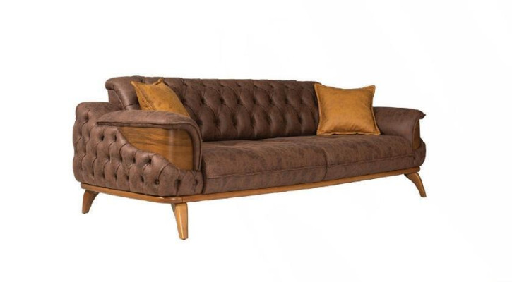 Luxury Sofa set 331 Seat Leather Chesterfield Sofa Armchair Brown Sofas Set 3pcs