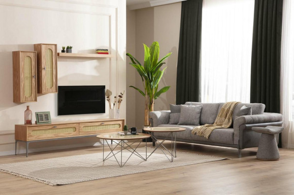 Italian Style 2x Coffee tables Round Luxury Brown Living room Table