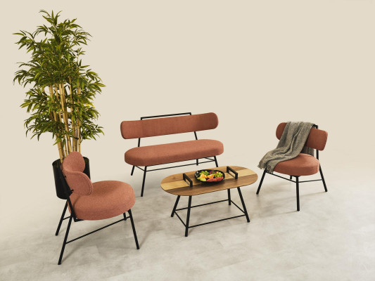 Stool Living room Bench seat Padded seating furniture Fabric Textile Coffee table