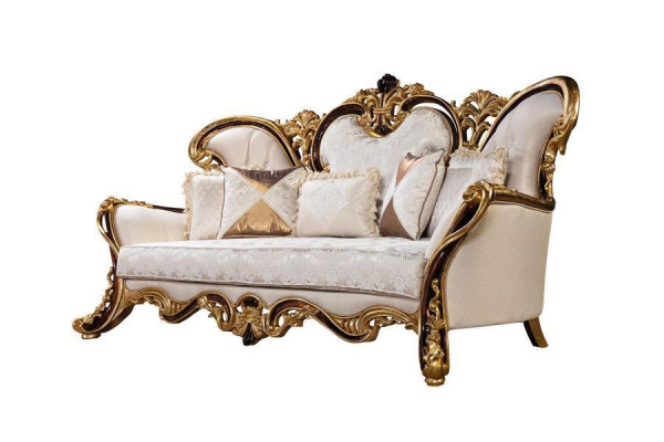 Sofa set 3+1 Seater Gold Coffee table Classic Living room Set 3pcs.