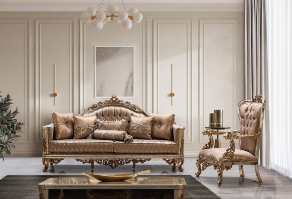Sofa Set 3+1 Seater Gold Coffee table Sofa set Living room Luxury new