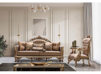 Sofa Set 3+1 Seater Gold Coffee table Sofa set Living room Luxury new