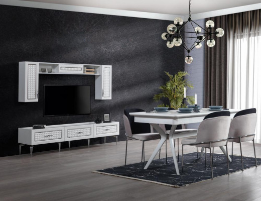 Dining room Set Dining table 4x Chairs Wall unit 9tlg.Group Suite Furniture