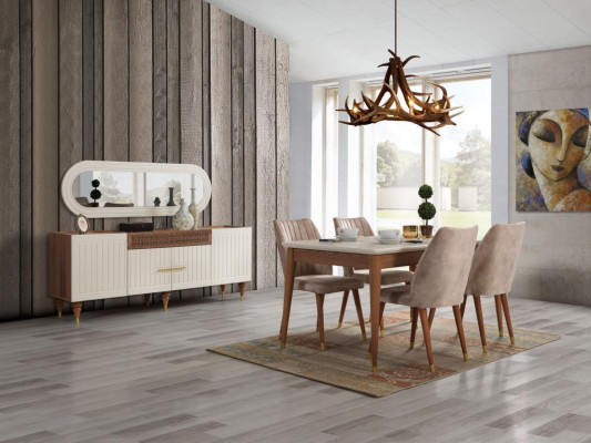 Dining room Set Complete Set Table 4x Chairs Dining Group Wood 11pcs brown
