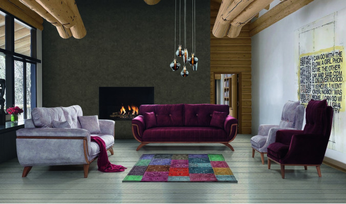 Living room Sofa set 331 Upholstery Textile Design Modern gray Furniture