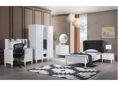 Youth Children Room Set Bedroom Modern Wardrobe Bed Bedside table 6pcs