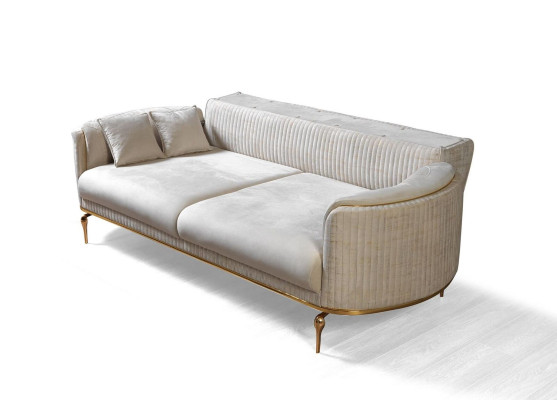 Sofa 3 Seater Designer Sofa Couch Upholstery Sofas Textile White Modern Three Seater