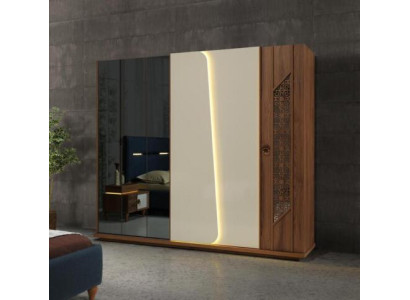 Bedroom Wardrobe Wardrobe Wood Design brown Luxury LED Cabinets