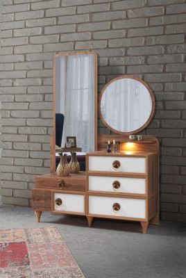 Chambre à Coucher Commode Avec Miroir Bois Meuble Luxe Meuble 2-piece Ensemble Neuf