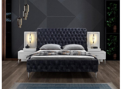 Bedroom Bed Chesterfield Upholstery Design Luxury Double Beds Black