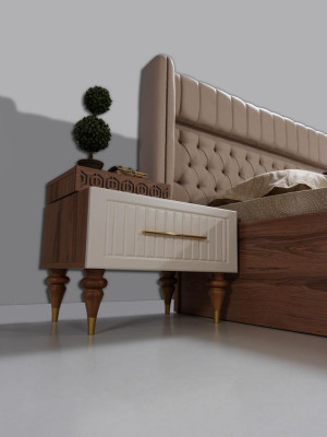 Bedroom Bedside tables Material Wood Style Furniture Brown new Luxury
