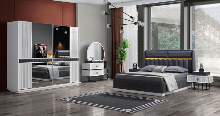 Bedroom Bedside table Furniture Luxury Modern Gray new Design Wood Metal