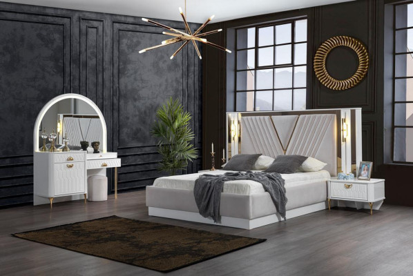 Bedroom Set Bed 2x Bedside tables Wardrobe 5tlg.Modern new