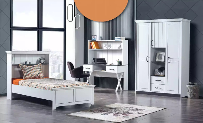Childrens room Bedroom Complete's Set Bed Desk Wardrobe 3pcs.