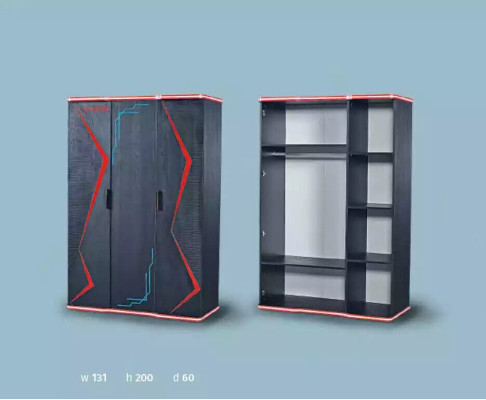 Black Wardrobe Wardrobe Furniture Cabinets Childrens room Wood 131x60x200