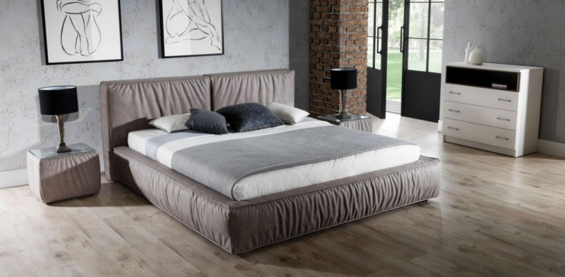 Bed Brown Bedroom Wood Furniture Textile Classic Art Deco Style