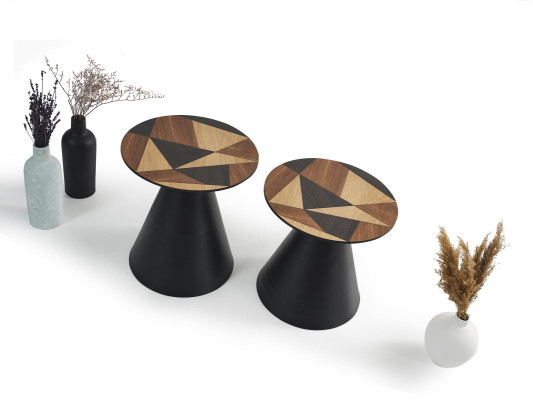 Designer set with 2x contemporary style coffee tables for the living room