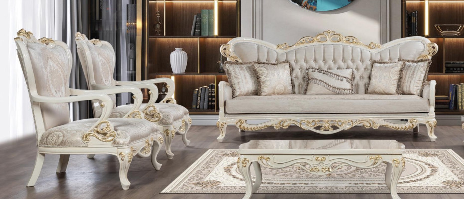 Sofa set 3+1+1 Seater Polyester Sofas Armchair Luxury Classic s Baroque Set