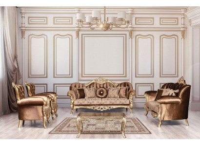 Golden Velvet Couch Set Chesterfield Sofa set Sofa Furniture Wood 5pcs