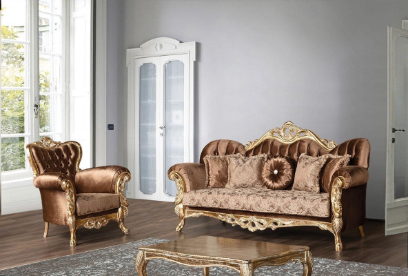 Golden Velvet Couch Set Chesterfield Sofa set Sofa Furniture Wood 5pcs