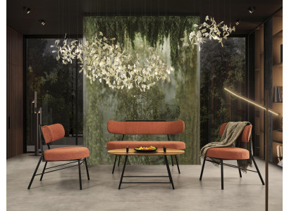 Set 4pcs. Stool 2x Chairs Coffee table Seat Stool Textile Wood Designer