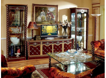 Baroque Rococo Living room Display case Chest of drawers Wall unit Antique Sil Furniture 3 Pieces Wood