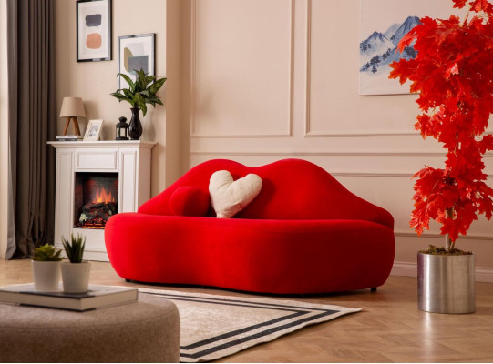 Designer 3 Seater sofa White Beige in shape sofas couches lips stylish