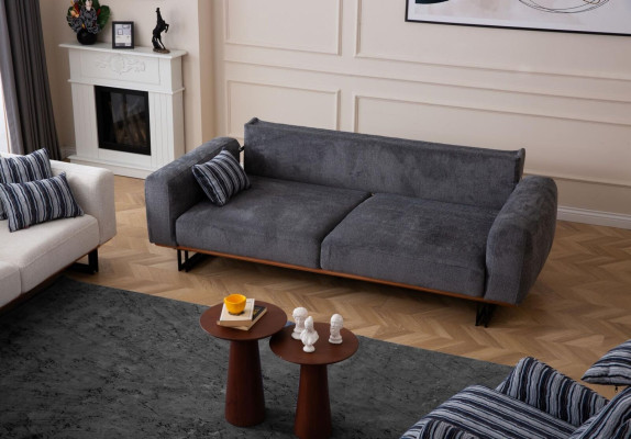 Couch 230cm Seat Cushion 3 Seater Sofa Gray Designer Furniture Living room