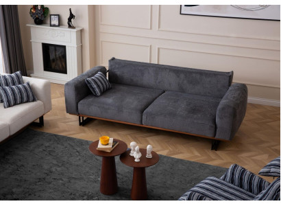 Couch 230cm Seat Cushion 3 Seater Sofa Gray Designer Furniture Living room