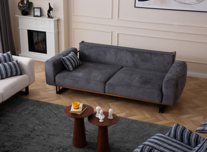 Couch 230cm Seat Cushion 3 Seater Sofa Gray Designer Furniture Living room