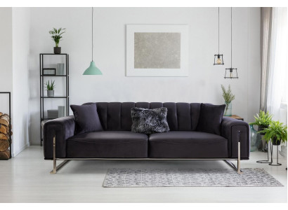 Designer Sofa 3 Seater Modern Furniture Black 240cm Big xxl Living room