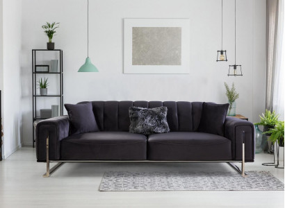 Designer Sofa 3 Seater Modern Furniture Black 240cm Big xxl Living room