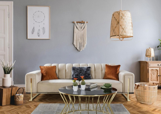 Sofa 3 Seater Modern Furniture Beige Color Living room Luxury Couches 240cm
