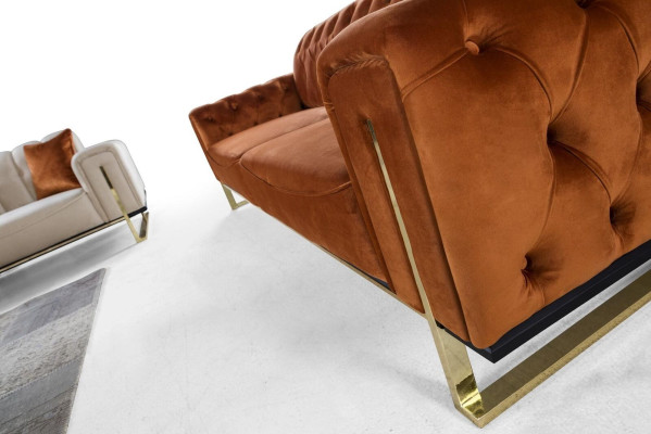 Luxury Chesterfield Sofa 3 - Seater Brown Cognac Sofas Upholstery Textile Couches
