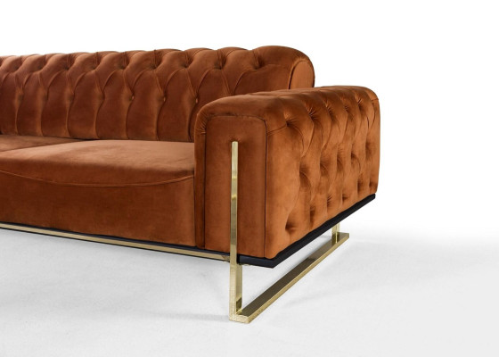 Luxury Chesterfield Sofa 3 - Seater Brown Cognac Sofas Upholstery Textile Couches