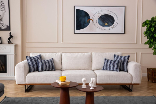 Designer 4 Seater Sofa Modern Furniture White Color in Style Living room