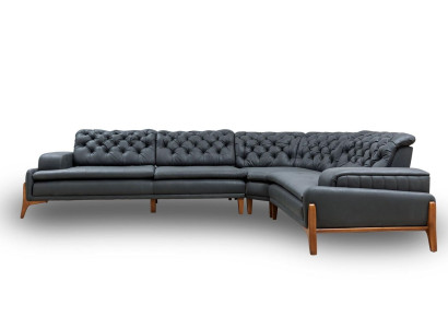 Luxury Corner sofa L-shape with music system Modern gray Upholstered furniture Imitation leather
